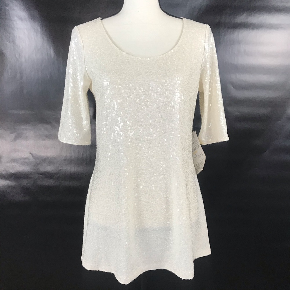 White Sequin Tunic Top by Little Black Dress